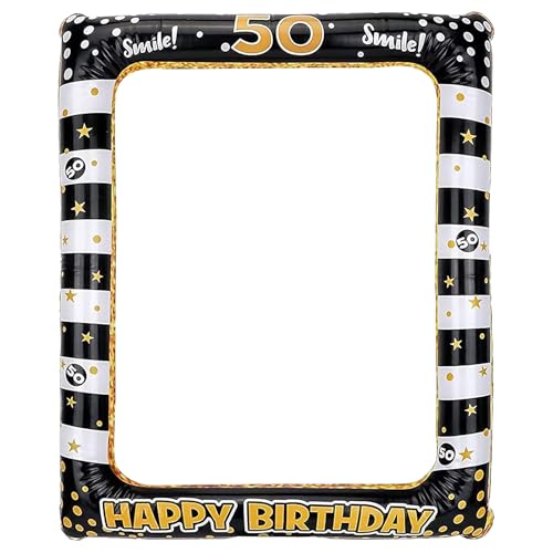 Ferizzia Marco de Fotos Inflable 50 Cumpleaños, 50 Años Photo Booth Props, 71 x 58 cm, Dorado...