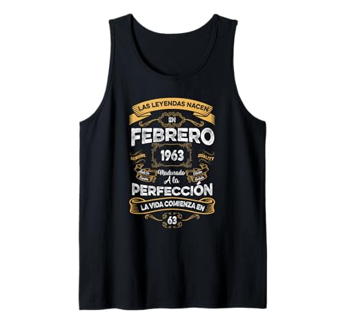 Mujer Leyendas Febrero 1963 Hombre Mujer 63 Años Cumpleaños Camiseta sin Mangas