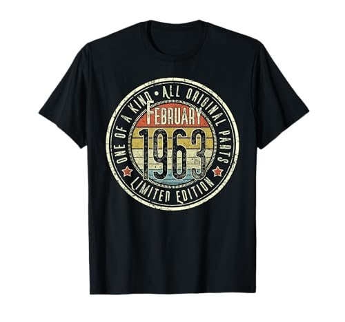 62 Cumpleaños Vintage Febrero 1963 Retro Edición Limitada Camiseta