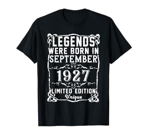 Cumpleaños Septiembre 1927 Edición Limitada Regalo Vintage Camiseta