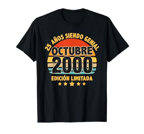 Octubre 2000 25 Años Hombre Cumpleaños Regalo Octubre 2000 Camiseta