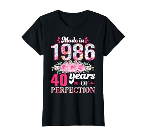 Vintage 1986 40 Años Cumpleaños Mujer Regalo Made in 1986 Camiseta