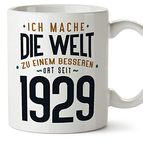 MUGFFINS Tazas 1929 Cumpleaños - En Alemán - Ich Mache Die Welt zu Einem Besseren - 11 oz / 330 ml...