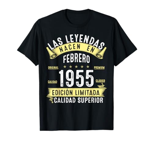71 Años Cumpleaños Las Leyendas Nacen En Febrero de 1955 Camiseta