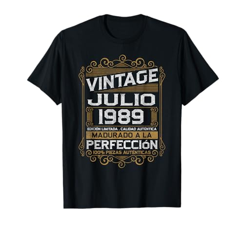 Julio 1989 Vintage Regalo 37 Años Cumpleaños Hombre Camiseta