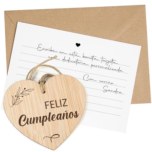 CONTRAXT Regalos tarjeta felicitacion cumpleaños. Tarjeta de Feliz Cumpleaños en Madera Regalos...