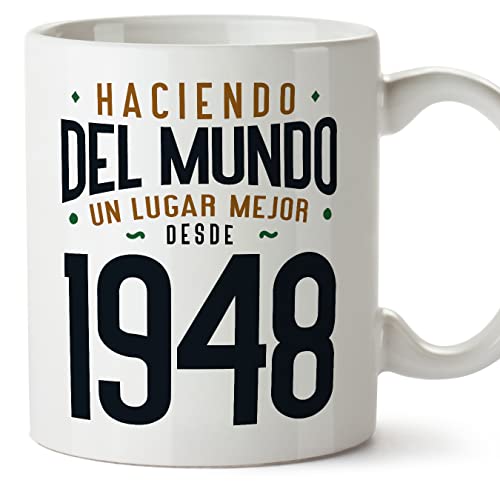 MUGFFINS Tazas 1948 Cumpleaños - En Español - Haciendo del Mundo un Lugar Mejor - 11 oz / 330 ml - Regalo original y divertido