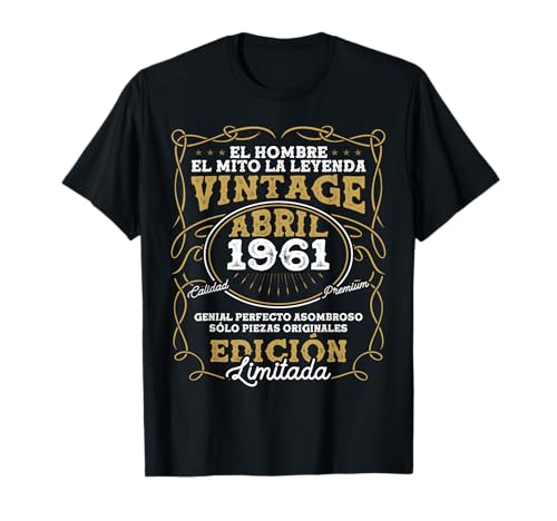 Abril 1961 Vintage - 65 Años Regalo Cumpleaños Hombre Camiseta