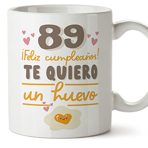 MUGFFINS Tazas 89 Cumpleaños - En Español - Te quiero un Huevo Regalo Amigos Novios Familiares -...