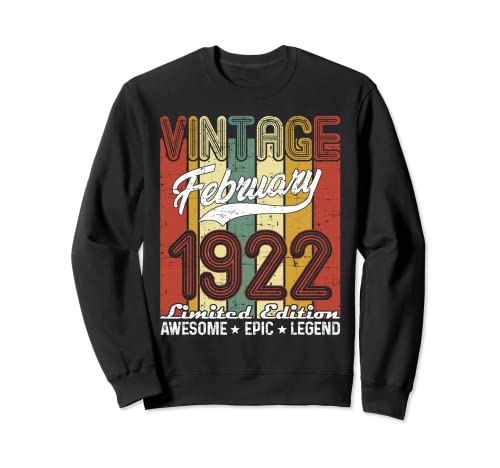 Edición Limitada Febrero 1922 99 Cumpleaños Regalo Vintage Sudadera
