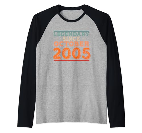 Legendario desde octubre de 2005 Retro Vintage Fiesta de Cumpleaños Camiseta Manga Raglan