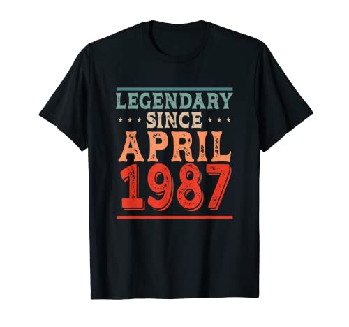 Nacido en abril de 1987 Feliz 35 cumpleaños Retro Vintage Disfraz Camiseta