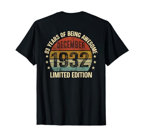 En la Parte Posterior: cumpleaños de diciembre de 1932, edición Limitada Vintage 93 Camiseta