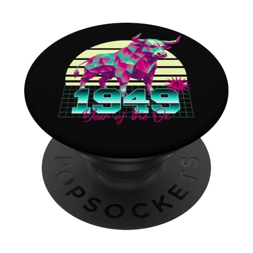 1949 Año del Buey Cumpleaños 80s Retro Chino Signo del Zodiaco PopSockets PopGrip Adhesivo
