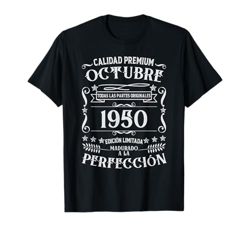 75 cumpleaños Nacido en Octubre de 1950 Vintage 75 años Camiseta