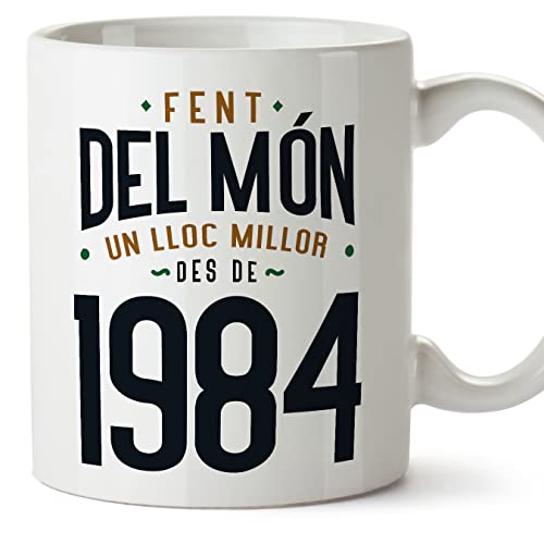 MUGFFINS Tazas 1984 Cumpleaños - En Catalán - Fent del Món un Lloc Millor - 11 oz / 330 ml -...