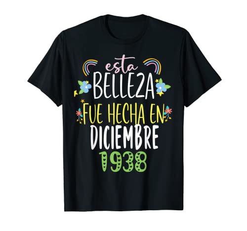 Hecha En diciembre 1938 Mujer Regalo 84 años Cumpleaños Camiseta