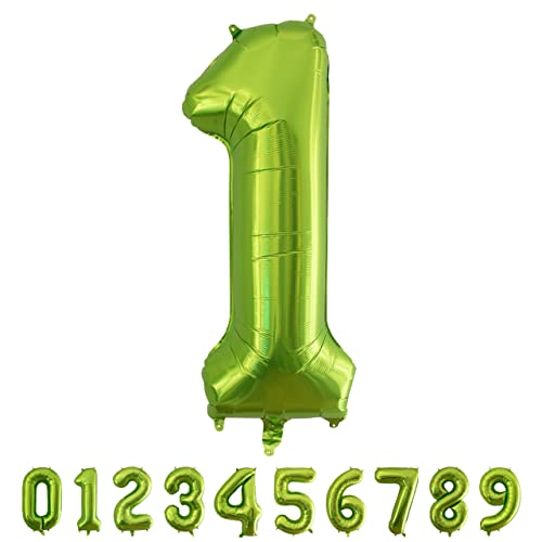 Globo gigante numero 1 verde, fiestas cumpleaños aniversario, 101cm (Numero 1, Verde)