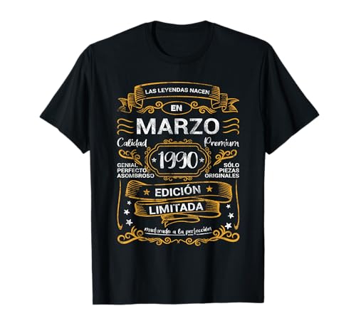 Las Leyendas Nacen Marzo 1990 Cumpleaños Hombre Mujer Camiseta