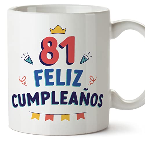 MUGFFINS Tazas 81 Cumpleaños - En Español - ¡Feliz Cumpleaños! - 11 oz / 330 ml - Regalo...