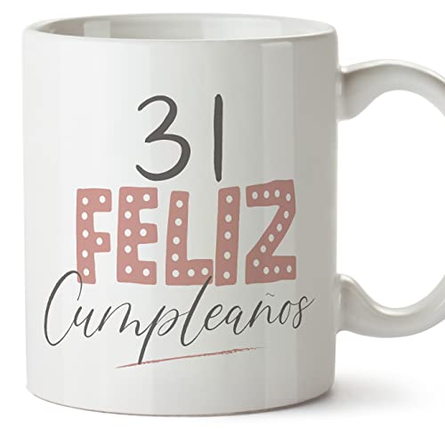 MUGFFINS Tazas 31 Cumpleaños - En Español - ¡Feliz Cumpleaños! Rosa - 11 oz / 330 ml - Regalo...