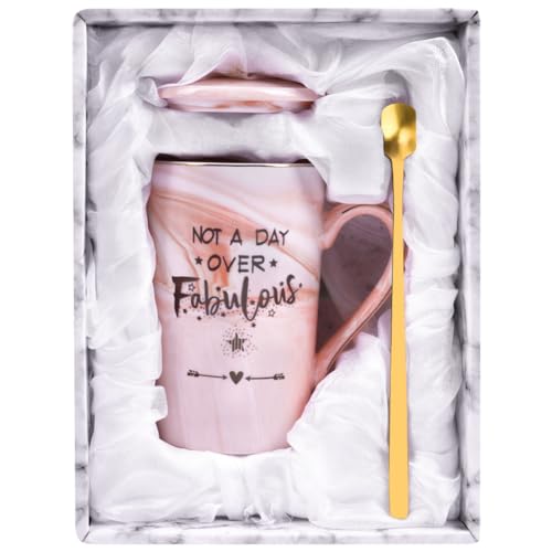 HOTUT 400ml Taza Ceramica Rosa Regalo, Taza de Regalo Mujer Cumpleaños, Regalo Cumpleaños Madre...