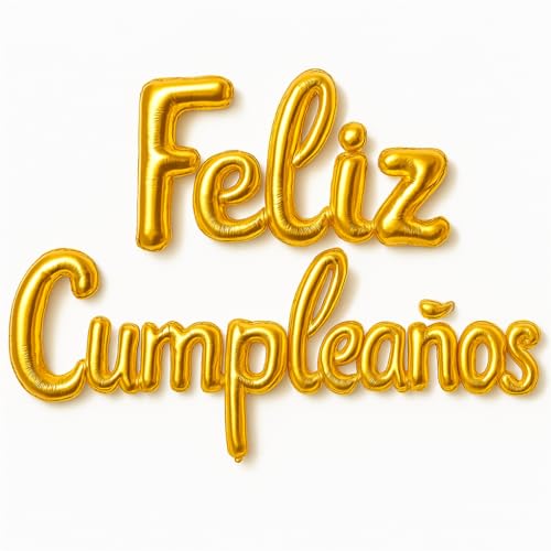 Globos FELIZ CUMPLEAÑOS en español - Guirnalda Decoracion cumple - Globo de aluminio - Super facil...