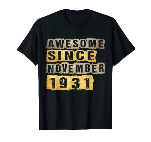 Vintage Nacido Noviembre 1931 88 Año Edad Regalo 88 Cumpleaños Camiseta