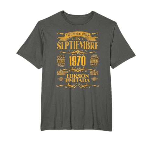 Las Leyendas nacen en Septiembre de 1970 54 Años Cumpleaños Camiseta