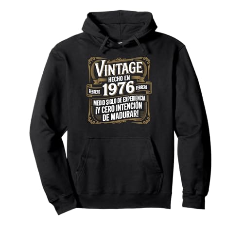 Hombre 50 Años Cumpleaños Retro Vintage Febrero 1976 Sudadera con Capucha