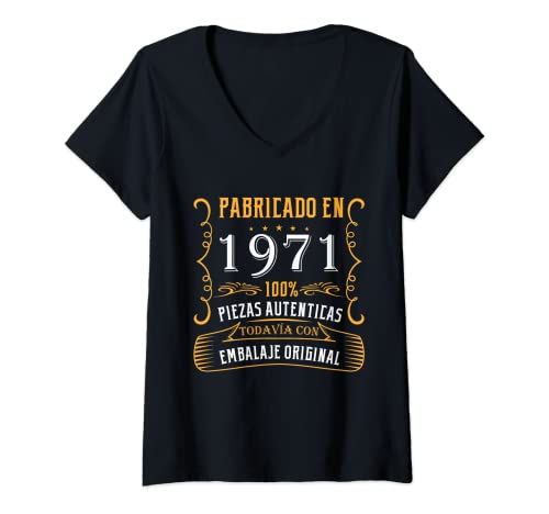 Mujer Fabricado 1971 Años Cumpleaños Hombre Mujer Nacen En 1971 Camiseta Cuello V
