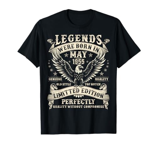 Regalos de cumpleaños de 70 años para hombres 70 cumpleaños mayo 1955 Camiseta