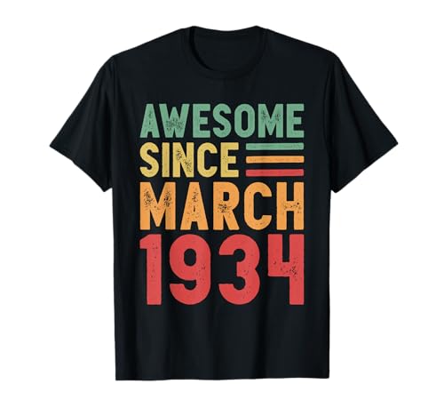 Impresionante regalo de 90 cumpleaños desde marzo de 1934 Camiseta