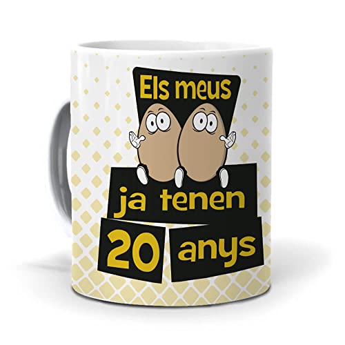mundohuevo Taza Regalo 20 cumpleaños Hombre en Catalan ELS meus Ous ja tenen 20 anys. Ceramica AAA...