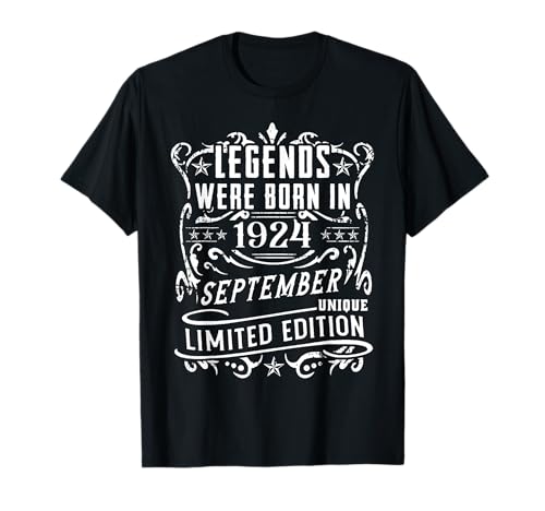 Cumpleaños Septiembre 1924 Edición Limitada Regalo Vintage Camiseta