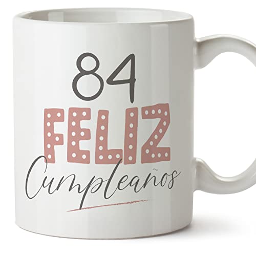 MUGFFINS Tazas 84 Cumpleaños - En Español - ¡Feliz Cumpleaños! Rosa - 11 oz / 330 ml - Regalo...