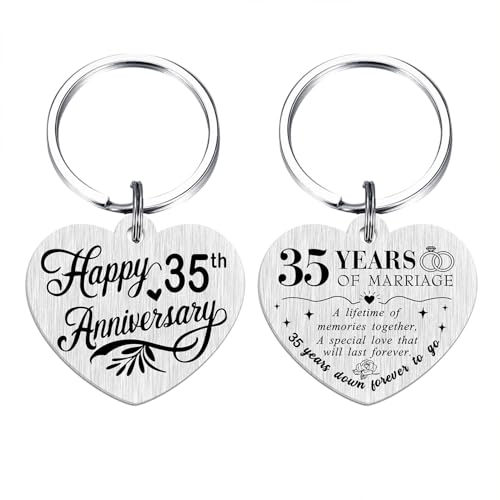 Tangvo Llavero de 35 aniversario – Regalos de aniversario de boda de 35 años, Llavero de 35...