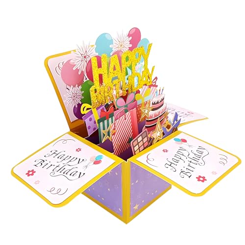 ZSMJAER Tarjeta de Cumpleaños 3D,tarjeta de Cumpleaños desplegable (con sobre) para...
