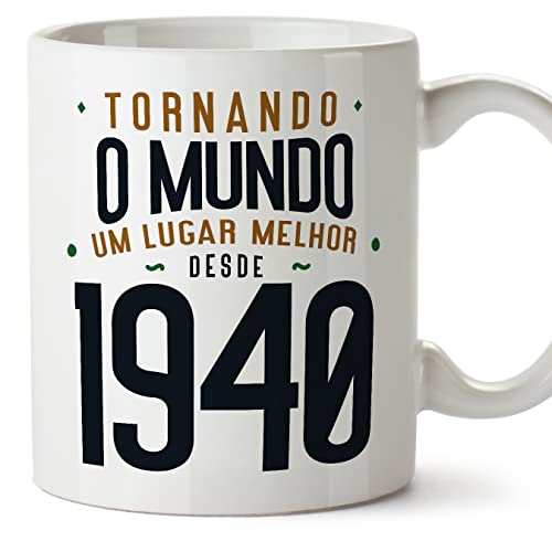MUGFFINS Tazas 1940 Cumpleaños - En Portugués - Tornando o Mundo um Lugar Melhor - 11 oz / 330 ml...