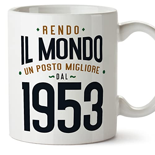 MUGFFINS Tazas 1953 Cumpleaños - En Italiano - Rendo il Mondo un Posto Migliore - 11 oz / 330 ml -...