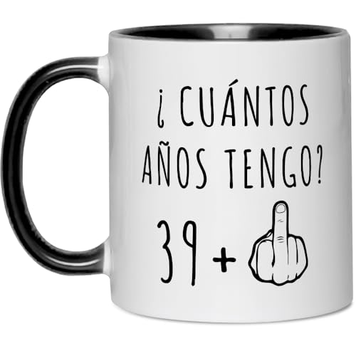 Fatbaby Regalos divertidos de cumpleaños 40 para mujeres y hombres, taza de café con dedo medio...