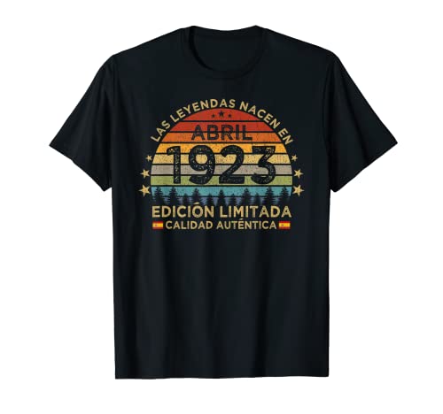 Las Leyendas Nacen En Abril 1923 Vintage 100 Cumpleaños Camiseta