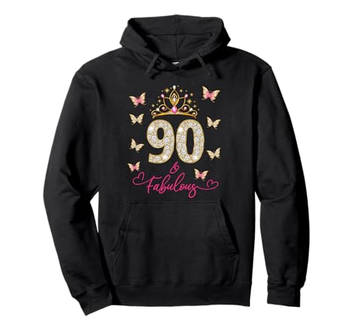 90 y Fabuloso, 90 años de Edad, 90 cumpleaños Sudadera con Capucha