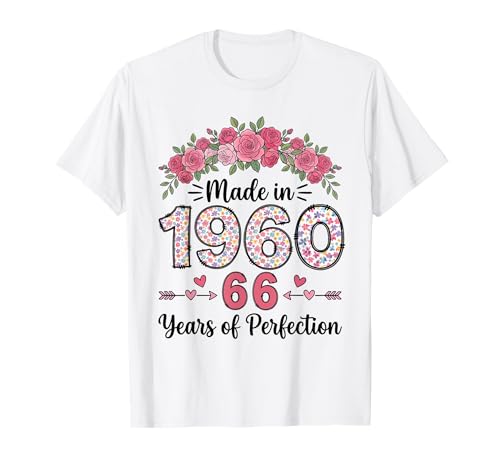 Hecho en 1960, Regalos Florales de 66 cumpleaños para Mujeres de 66 años Camiseta