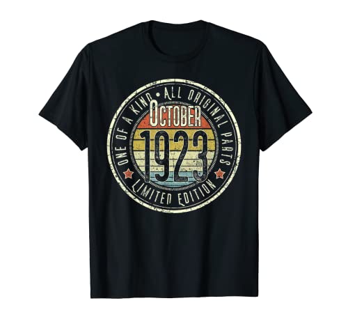 99 Años Octubre 1923 Edición Limitada 99 Cumpleaños Camiseta