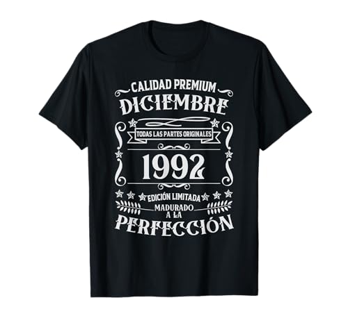 33 cumpleaños Nacido en Diciembre de 1992 Vintage 33 años Camiseta