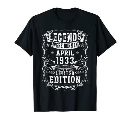 Cumpleaños Abril 1933 Edición Limitada Regalo April Camiseta