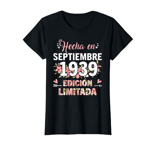 84 Años Regalo de Cumpleaños 1939 Mujer 84 Años Septiembre Camiseta