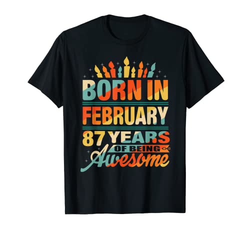 Febrero 1935 87 Años 87 Cumpleaños Regalos Vela Gráfico Camiseta