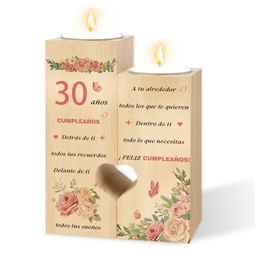 Regalo 30 Años Mujer Regalo Cumpleaños Mujer, Candelabro de Madera Decoración Candelabro de...